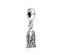 ZHANGCHEN Abalorio de Plata de Ley 925 con Colgante de Castillo de Barcelona, Colgante de Moda para Mujer, Brazalete de Pandora, Regalo, joyería DIY