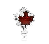 ZHANGCHEN Cuentas de plata de ley 925, hoja de arce roja, colgante colgante de Canadá, pulsera Pandora de moda para mujer, brazalete, regalo, joyería DIY