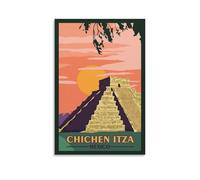 ZHANGE Póster de viaje vintage de México Chichén Itzá del templo de Kukulcán, lienzo, decoración de pared, póster impreso, póster de pintura