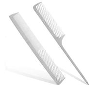 Zhangfang 2 peines de acero inoxidable para el pelo, peine de cola de metal, dientes finos con punta de metal, peine profesional, antiestático, peine para caspa, herramientas de peluquería y belleza
