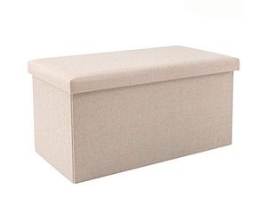 ZHANGGL Banco de Zapatos Plegable con Almacenamiento, reposapiés de Tela de Lino, Asiento multifunción, Capacidad de Carga: 150 kg, 76 x 38 x 38 cm, Beige.