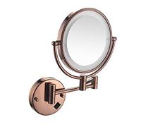 ZHANGGL Espejo Plegable de Pared de 8 Pulgadas en Oro Rosa, 360°, Doble Cara, para Maquillaje y Afeitado, con extensión Ajustable, tocadores de Hotel, Aumento de 3X