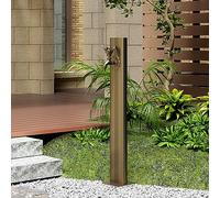 ZHANGGL Freestanding Garden Water Column with Faucet and Birds Taps Stainless Steel Pillar Winter Anti Freeze Spray Gun Hose Holder Outdoor Courtyard Decor (Brown/Silver)
