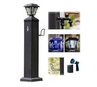 ZHANGGL Garden Water Column,Solar LED Water Spigot with Dual Faucet & Spray Gun, Frost-Free Outdoor Hose Stand for Vertical Garden, 75cm Freestanding Water Column Faucet