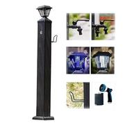 ZHANGGL Garden Water Column,Solar LED Water Spigot with Frost-Free Faucet, Freestanding Hose Stand & Spray Gun, Ideal for Vertical Gardens - 114cm, Includes 2 Faucets for Efficie