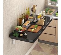 ZHANGGL Mesa Plegable de Pared, Banco de Trabajo Plegable, complemento Garaje y cobertizo/Oficina en casa/lavadero/Bar en casa/Cocina y Comedor (Color: Negro, Tama