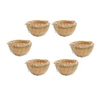 ZhangJJJJJJJ 6 nidos para pájaros, hecho a mano, resistente y natural, de bambú, con gancho, para loros pequeños, canarios, cacatúas