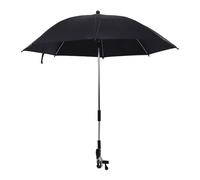 ZhangJJJJJJJ Sombrilla para silla de playa, protección UV de 360°, con abrazadera ajustable y brazo flexible, para carrito y silla de playa, Negro