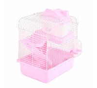 Zhangpu Jaula para Hámster, Gran Espacio, Diseño de Chasis Alto de 2 Niveles, Ventilación Extraíble para Jaula para Mascotas Pequeñas, Material de Alambre de Plástico (Rosado)
