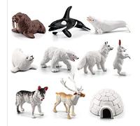 Zhangpu Juego de 10 Figuras de Animales Marinos del Círculo Ártico, Modelos de Aprendizaje de Animales para Niños, Conejos árticos, árticos, Perros Esquimales, Focas, Etc.