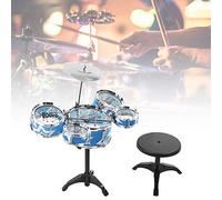 Zhangpu Juego de Batería de Jazz de Simulación, Instrumento Musical de Juguete para Niños, Aprendizaje Educativo para Principiantes para Niños, Plástico No Tóxico en Azul, Paquete de 15 X 9,1 X 6,3