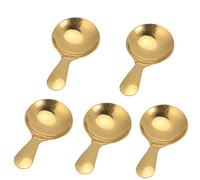 Zhangpu Juego de Cuchara Pequeña de 5 Piezas, Cuchara para Helado de Acero Inoxidable, de Postre para Niños, Utensilios de Cocina (Oro)