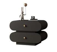 zhangrui1888 Mesita de Noche Double Drawer Black Wooden Bedside Table Bedroom Simple Storage Home Cabinet Armario de Noche(XS)