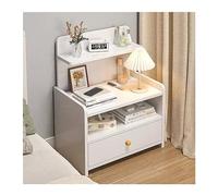 zhangrui1888 Mesita de Noche Mesita de Noche con un Solo cajón, mesita Almacenamiento Multicapa, Patas Mesa Recogida Madera Simples, Muebles pequeños Armario de Noche(Blanco)