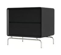 zhangrui1888 Mesita de Noche Mesita de Noche Cuerpo Rectangular Patas Estructura metálica Dos cajones Manijas Ocultas Armario de Noche(Negro,Grande)