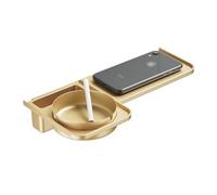 zhangrui1888 Organizador de Ducha Wall Mounted Batahroom Rack, Modern Plastic Toilet Shelf with Stainless Steel Ashtray, No Drilling Toilet Storage Rack Space Saving Bathroom Storage Toallero(Gold)