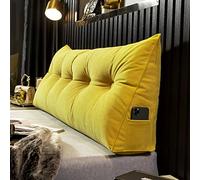 ZHANGshouf Almohada ergonómica de terciopelo de felpilla para leer con botón copetudo, soporte de respaldo grande y cojín de refuerzo, color amarillo, 180 cm