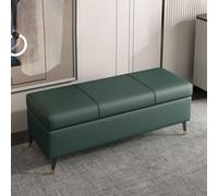 ZHANGshouf Banco otomano de almacenamiento con tapa abatible de piel sintética para entrada y sala de estar, baúl largo para zapatos y mantas, color verde oscuro, bisagras de seguridad de 80 cm