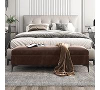 ZHANGshouf Banco otomano de terciopelo con baúl de alta calidad, banco de cama con almacenamiento, no requiere montaje, color marrón, 60 x 40 x 43 cm