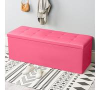 ZHANGshouf Banco otomano plegable de cuero grande con tapa, caja de almacenamiento versátil y reposapiés, elegante baúl de almacenamiento de entrada, perfecto para dormitorio y sala de estar