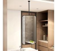 ZHANGshouf Espejo Colgante Rectangular, Espejo de Pared para baño sobre Lavabo, Espejo Flotante de Techo, Espejo de tocador Negro con Marco de Metal Decorativo (40 cm x 60 cm)