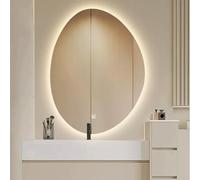 ZHANGshouf Espejo Inteligente sin Marco para baño, de 76 x 101 cm, con Forma Ovalada Irregular y luz de 3 Colores, antivaho, 71 x 91 cm, con retroiluminación LED Decorativa (70 x 90 cm)