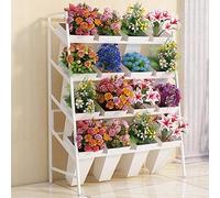 ZHANGshouf Expositor de Flores de Hierro Forjado con 16 Cubos para Flores - Estante para Plantas de Varios Niveles para floristas, jardín y Patio - Soporte rústico para Ramos y floristerías