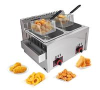 ZHANGshouf Freidora de Gas de Acero Inoxidable - Potencia de Fuego y Control de Temperatura Ajustables - Freidora de encimera para Uso Comercial, Ideal para Papas Fritas y Cocina doméstica.