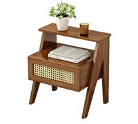 ZHANGshouf Mesita de Noche de ratán, Mueble de Noche Duradero y Elegante, mesita de Noche con cajón y Estante Abierto, mesita de Noche Auxiliar para Dormitorio, Dormitorio y Espacios pequeños, A