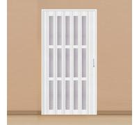 ZHANGshouf Puertas correderas Plegables Interiores de PVC, Puertas Plegables Tipo acordeón para armarios, con Tiradores y Cristal acrílico para Cocina y baño (Blanco lechoso, 99,1 x 203 cm).