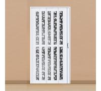 ZHANGshouf Puertas correderas Plegables Interiores de PVC, Puertas Plegables Tipo acordeón para armarios con Tiradores y Cristal acrílico para Cocina y baño (Blanco Roto, 107,3 x 203 cm).