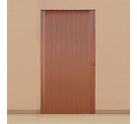 ZHANGshouf Puertas correderas Plegables Interiores de PVC, Puertas Plegables Tipo acordeón para armarios, con Tiradores y Cristal acrílico para Cocina y baño (Nogal, 140x203cm)