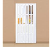 ZHANGshouf Puertas correderas Plegables Interiores de PVC, Puertas Plegables Tipo acordeón para armarios con Tiradores y Cristal acrílico para Cocina y baño (Totalmente Blancas, 70,3 x 203 cm).