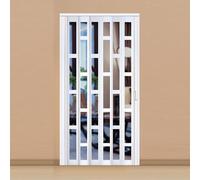 ZHANGshouf Puertas correderas Plegables Interiores de PVC, Puertas Plegables Tipo acordeón para armarios, con Tiradores y Cristal acrílico para Cocina y baño (Blanco lechoso, 147 x 203 cm).