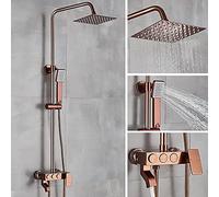 ZHANGshouf Sistema de Ducha, Conjunto de grifería Gold Black, Aluminio Espacial, grifos mezcladores de Ducha Tipo Lluvia con bidé, Agua Caliente y fría, Robin, B, Rose A