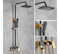 ZHANGshouf Sistema de Ducha, Conjunto de grifería Gold Black, Aluminio Espacial, grifos mezcladores de Ducha Tipo Lluvia con bidé, Agua Caliente y fría, Robin, B, B