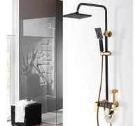 ZHANGshouf Sistema de Ducha, Juego de grifería Gold Black, Aluminio Espacial, grifos mezcladores de Ducha Tipo Lluvia con bidé, Agua fría y Caliente, Robin, B, Golden a