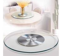 ZHANGXAO Plato Giratorio Grande Lazy Susan de 100 cm/39 Pulgadas para Mesa de Comedor, Plato Giratorio de 90 cm/35 Pulgadas con Giro Suave de 360°, Bandeja de exhibición giratoria Transparente de 80