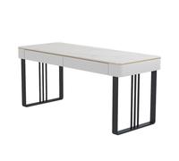 ZHANGXLIOZ-2025 Escritorio de Oficina Escritorio Moderno for PC con 2 cajones, tocador Blanco Superficie de losa Roca y Marco Metal for el hogar, la Oficina Dormitorio(Negro,S)