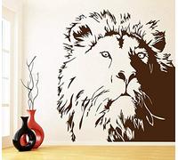 ZHANGXUANS Adhesivo de pared de vinilo negro con cabeza de león, adecuado para sala de estar o dormitorio, con temática de vida silvestre, adhesivo de pared extraíble de 74 x 42 cm