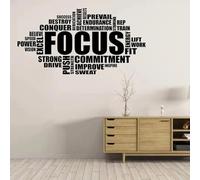 ZHANGXUANS Adhesivo de pared de vinilo negro con diseño de nube de palabras "Focus on Fitness Word", adecuado para gimnasios y lugares deportivos, expresando temas de fitness, adhesivo de pared