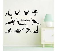 ZHANGXUANS Adhesivo de pared de vinilo negro - Postura de yoga de pilates, adecuado para gimnasios y estudios de baile, expresando el tema de la vida saludable, adhesivo de pared extraíble 42 cm x 62