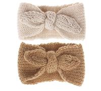 Zhangyusong Diadema turbante para bebé niña, diseño de nudo de conejo, para recién nacidos, 2 unidades (marrón + beige, talla única)