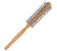 Zhangzitao Cepillo redondo para rizar el cabello para hombre, rodillo de peine para secado con secador, cepillo redondo con mango de madera, cerdas de nailon suaves (amarillo)