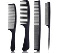 Zhangzitao Juego de 4 peines unisex de fibra de carbono negra de alta calidad para peinar y seccionar, peines de estilista profesional, peines de peinado de dientes finos y de dientes anchos