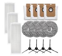 Zhanhai Kit de filtros de trapeador de cepillos laterales para aspiradora Conga 13090 Spin Revol, accesorios de repuesto, 4 bolsas de polvo, 4 cepillos laterales, 4 paños de fregona, 3 filtros