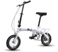 ZHANIZING Bicicleta Urbana Plegable de aleación Ligera de 12", con neumáticos Reforzados y Frenos Delanteros y Traseros; Apta para Adultos, niños y Adolescentes(White)
