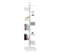 ZHANIZING Estantería de Lomo Vertical Moderna de 9 Niveles con Base giratoria de 360 Grados y Elegante diseño metálico, 175 cm de Altura, construcción Duradera, Disponible en 7 Colores(White)