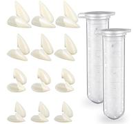 Zhanmai 12 Pares de Dientes de Vampiro para Disfraz, Colmillos de 4 Tamaños con 2 Pellets para Accesorios de Fiesta de Halloween