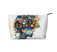 ZhanMg Estuche de maquillaje de pana con inteligencia artificial - Neceser multiusos con cremallera para viajes de corta distancia, negro, negro y negro, negro, One Size